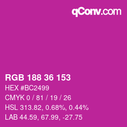 Color code: RGB 188 36 153 | qconv.com