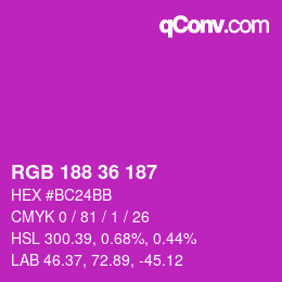 颜色代码: RGB 188 36 187 | qconv.com