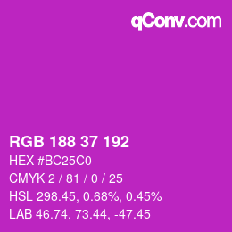 カラーコード: RGB 188 37 192 | qconv.com