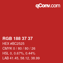 Color code: RGB 188 37 37 | qconv.com