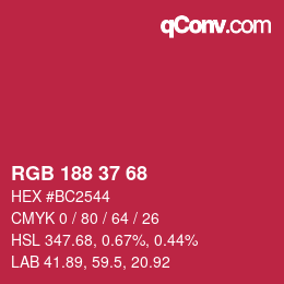 Color code: RGB 188 37 68 | qconv.com