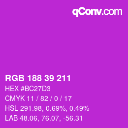 颜色代码: RGB 188 39 211 | qconv.com