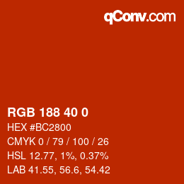 Color code: RGB 188 40 0 | qconv.com