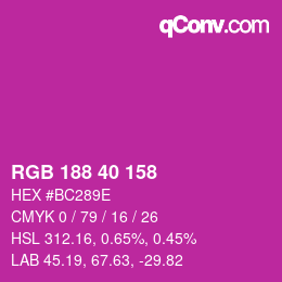 Color code: RGB 188 40 158 | qconv.com