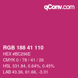 Color code: RGB 188 41 110 | qconv.com