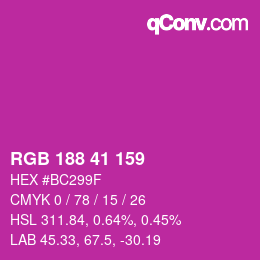 カラーコード: RGB 188 41 159 | qconv.com