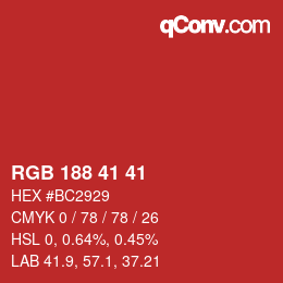 Código de color: RGB 188 41 41 | qconv.com