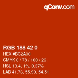 Color code: RGB 188 42 0 | qconv.com