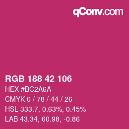颜色代码: RGB 188 42 106 | qconv.com