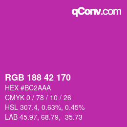 Color code: RGB 188 42 170 | qconv.com