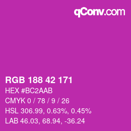 Color code: RGB 188 42 171 | qconv.com