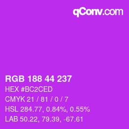 颜色代码: RGB 188 44 237 | qconv.com