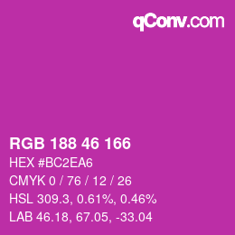 カラーコード: RGB 188 46 166 | qconv.com