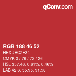 Color code: RGB 188 46 52 | qconv.com
