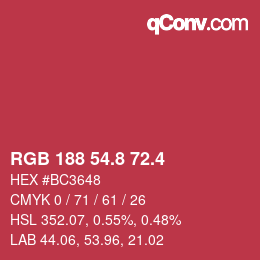 カラーコード: RGB 188 54.8 72.4 | qconv.com
