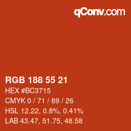 カラーコード: RGB 188 55 21 | qconv.com