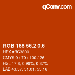 カラーコード: RGB 188 56.2 0.6 | qconv.com