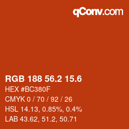 カラーコード: RGB 188 56.2 15.6 | qconv.com
