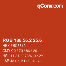 カラーコード: RGB 188 56.2 25.6 | qconv.com