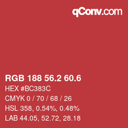 カラーコード: RGB 188 56.2 60.6 | qconv.com
