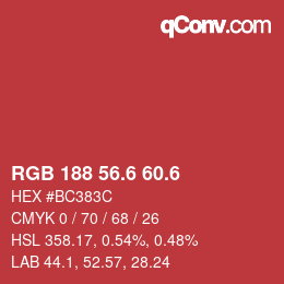 カラーコード: RGB 188 56.6 60.6 | qconv.com