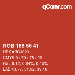 カラーコード: RGB 188 56 41 | qconv.com