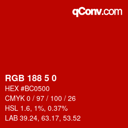 カラーコード: RGB 188 5 0 | qconv.com