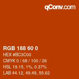 カラーコード: RGB 188 60 0 | qconv.com