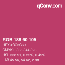 カラーコード: RGB 188 60 105 | qconv.com