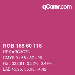 Color code: RGB 188 60 118 | qconv.com