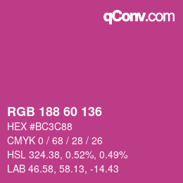 カラーコード: RGB 188 60 136 | qconv.com