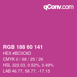カラーコード: RGB 188 60 141 | qconv.com