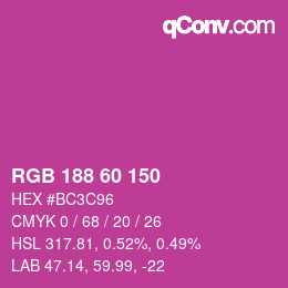 カラーコード: RGB 188 60 150 | qconv.com