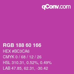 カラーコード: RGB 188 60 166 | qconv.com