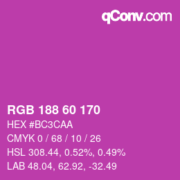 颜色代码: RGB 188 60 170 | qconv.com