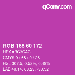カラーコード: RGB 188 60 172 | qconv.com