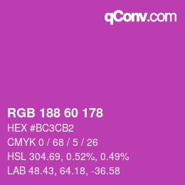 カラーコード: RGB 188 60 178 | qconv.com