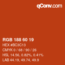 カラーコード: RGB 188 60 19 | qconv.com
