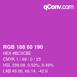 颜色代码: RGB 188 60 190 | qconv.com