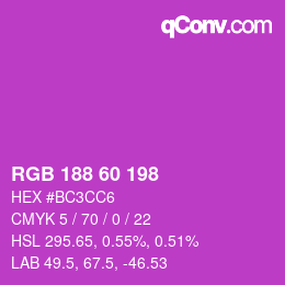 颜色代码: RGB 188 60 198 | qconv.com