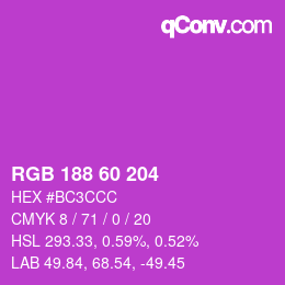 カラーコード: RGB 188 60 204 | qconv.com