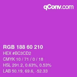カラーコード: RGB 188 60 210 | qconv.com