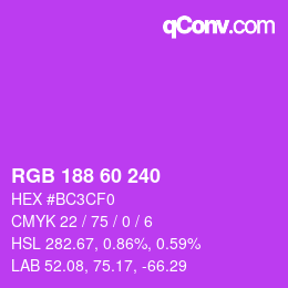 カラーコード: RGB 188 60 240 | qconv.com