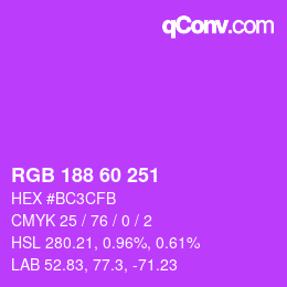 カラーコード: RGB 188 60 251 | qconv.com