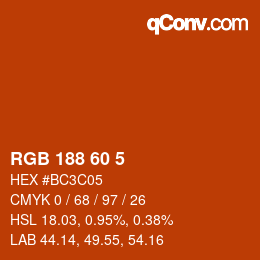 カラーコード: RGB 188 60 5 | qconv.com