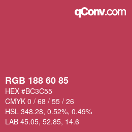 Color code: RGB 188 60 85 | qconv.com