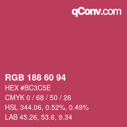 カラーコード: RGB 188 60 94 | qconv.com