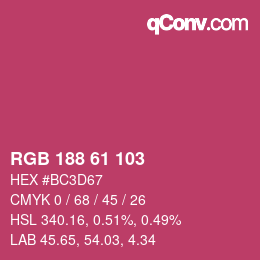 カラーコード: RGB 188 61 103 | qconv.com