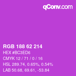 Color code: RGB 188 62 214 | qconv.com