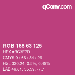 カラーコード: RGB 188 63 125 | qconv.com
